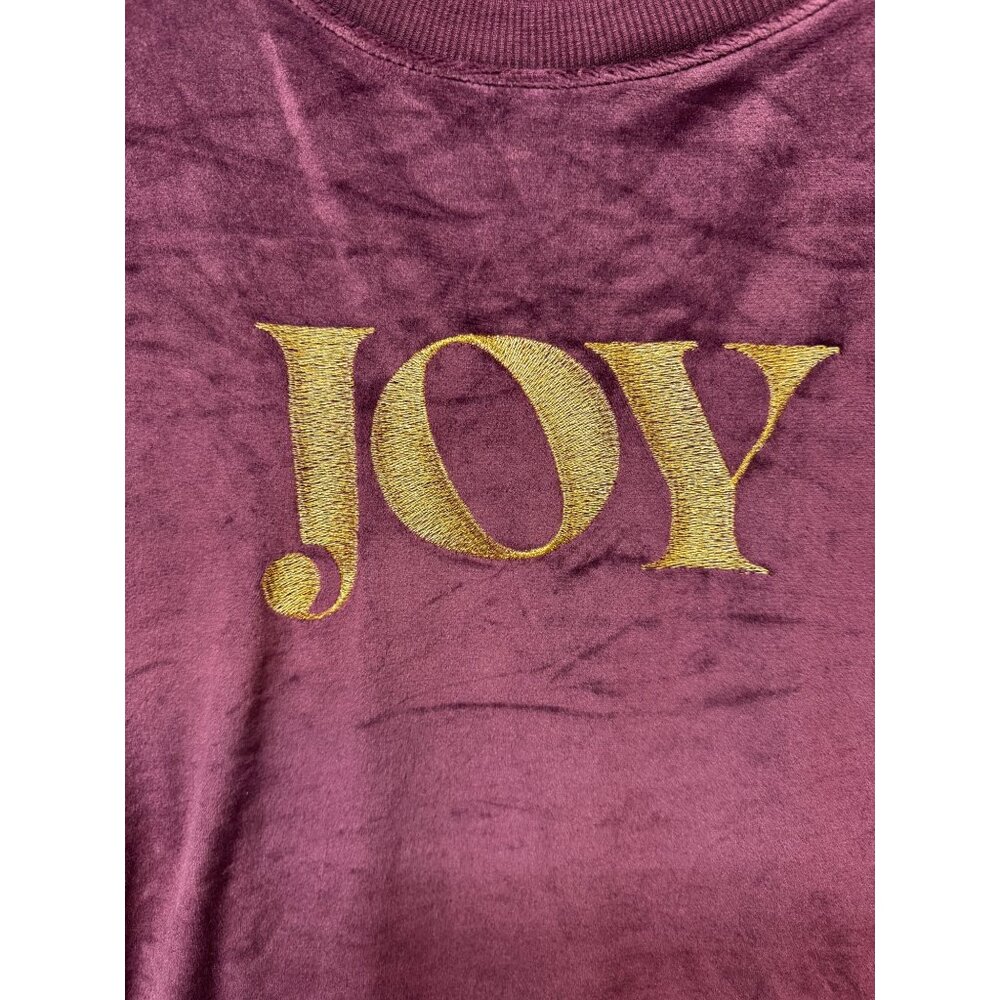Joyspun Womens Velour Pullover Sweatshirt Burgundy Gold Joy Embroidery 2X/3X - Picture 7 of 12